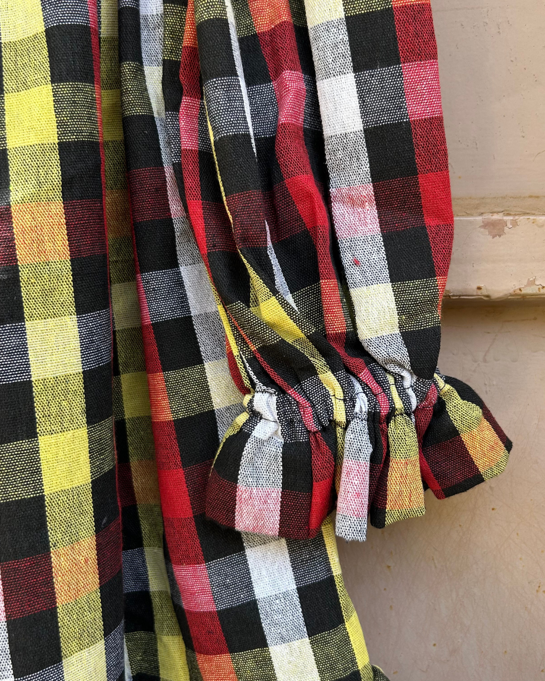 Decollete dress - Multi gingham color