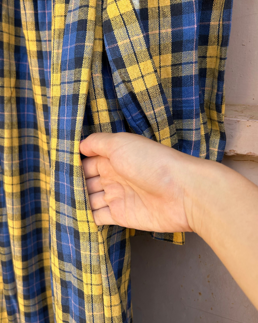 Decollete dress - Blue x Yellow gingham