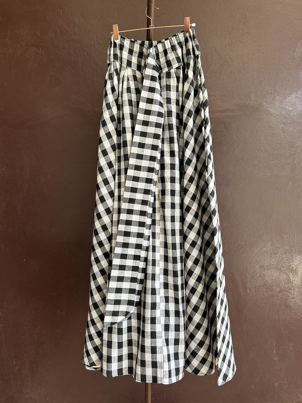 Ribbon Circular Dress (Black and White Gingham)