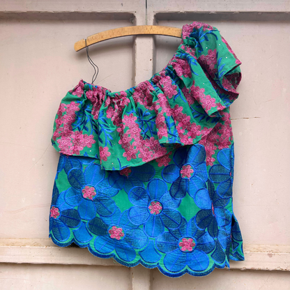 ワンショルダーフローラルトップス