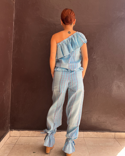 ミストブルー織柄アンサンブル (Size S/M)