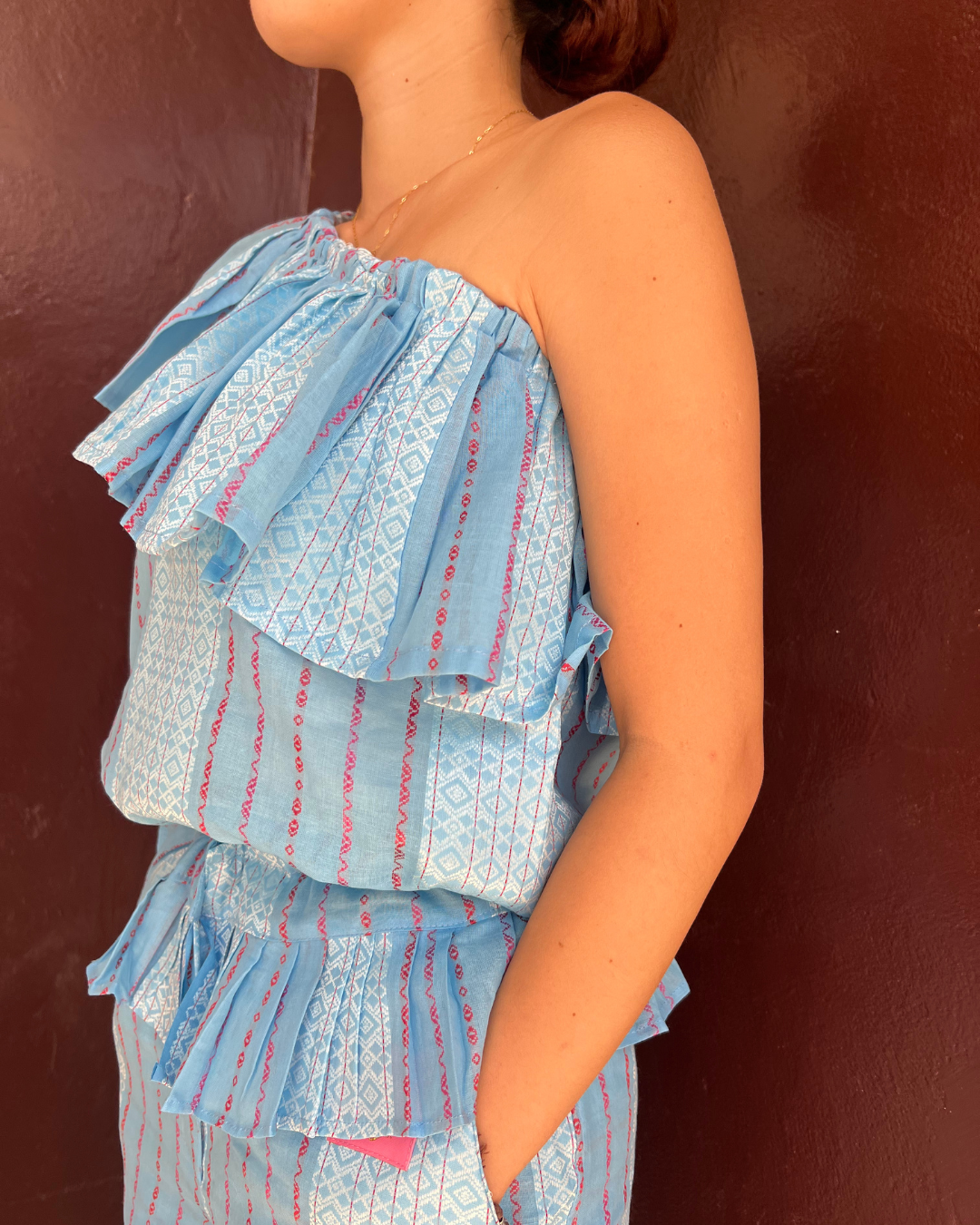 ミストブルー織柄アンサンブル (Size S/M)