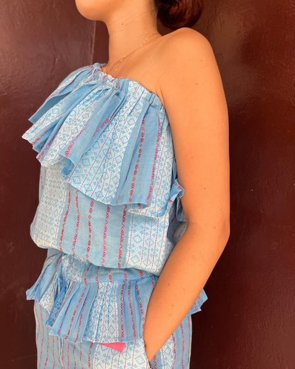 ミストブルー織柄アンサンブル (Size S/M)