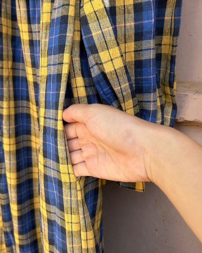 Decollete dress - Blue x Yellow gingham