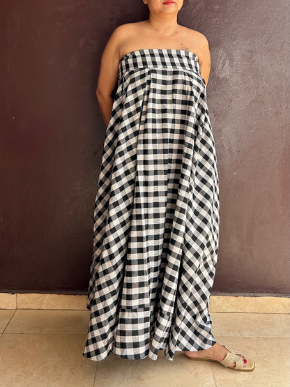Ribbon Circular Dress (Black and White Gingham) 