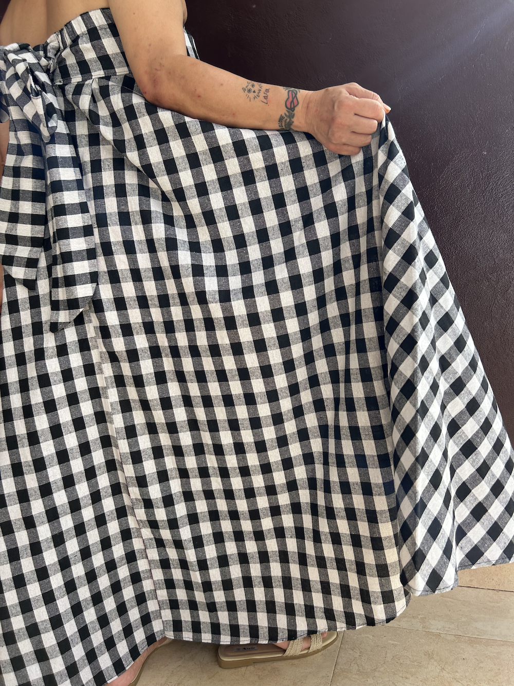 Ribbon Circular Dress (Black and White Gingham) 