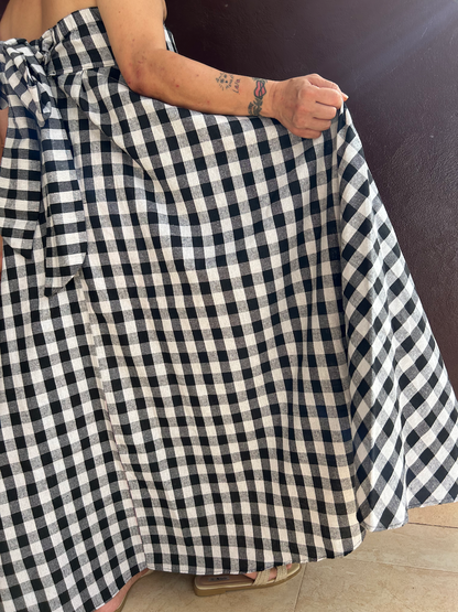 Ribbon Circular Dress (Black and White Gingham) 