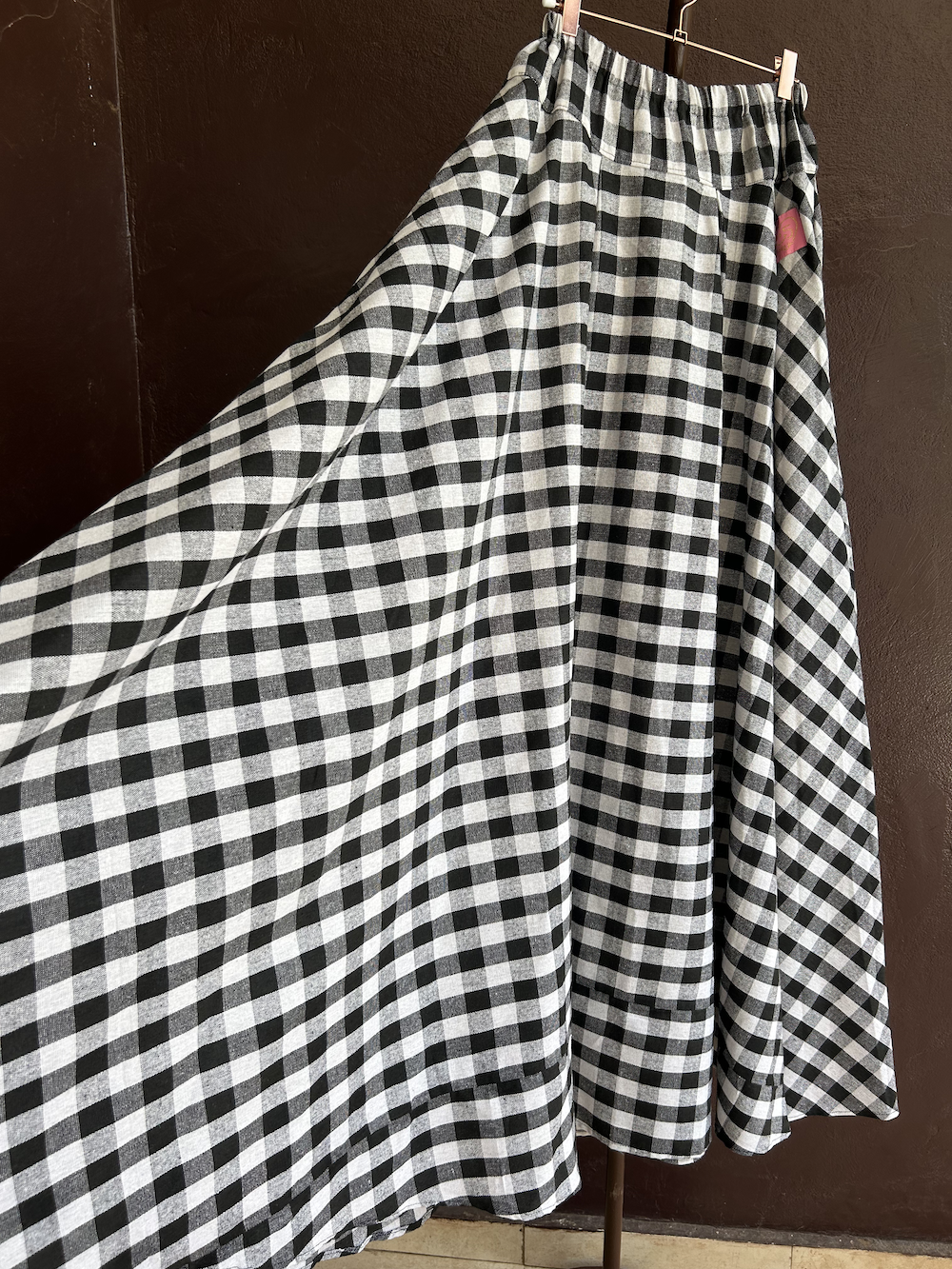 Ribbon Circular Dress (Black and White Gingham) 