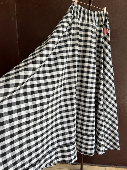 Ribbon Circular Dress (Black and White Gingham) 