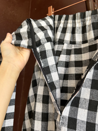 Ribbon Circular Dress (Black and White Gingham) 