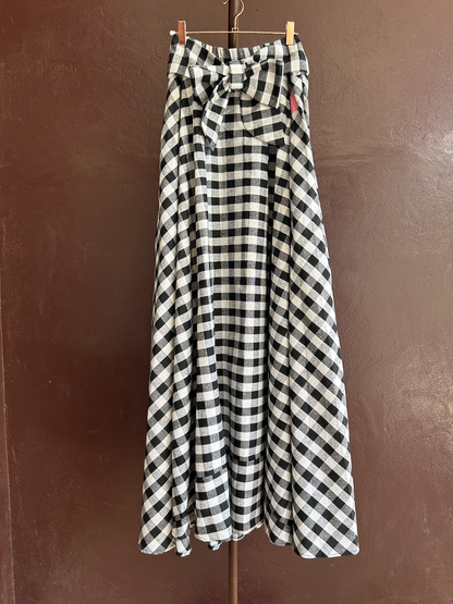 Ribbon Circular Dress (Black and White Gingham) 